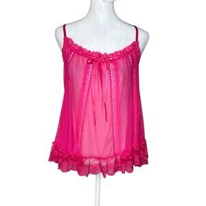 Victorias Secret Y2K Sheer Babydoll Lingerie Top S Pink 2006 Sexy Little Things